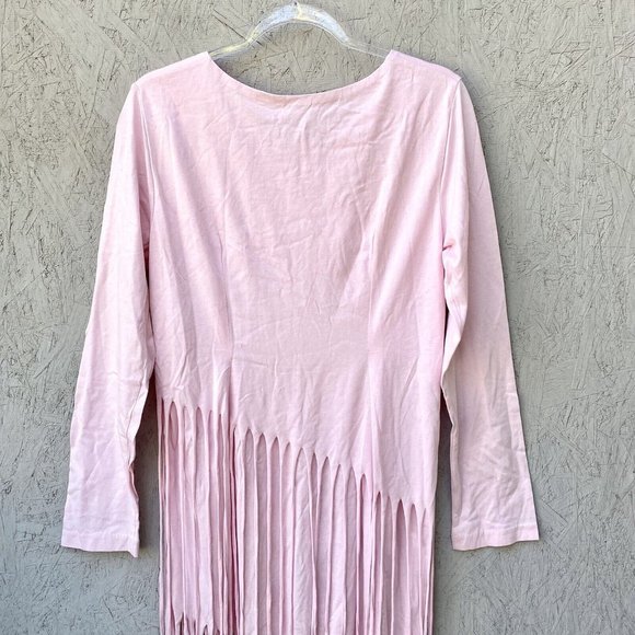 NWT $344 No Pise La Grama Veta Asymmetrical Beaded Fringe Tee Dress Sz 12 - Picture 8 of 9
